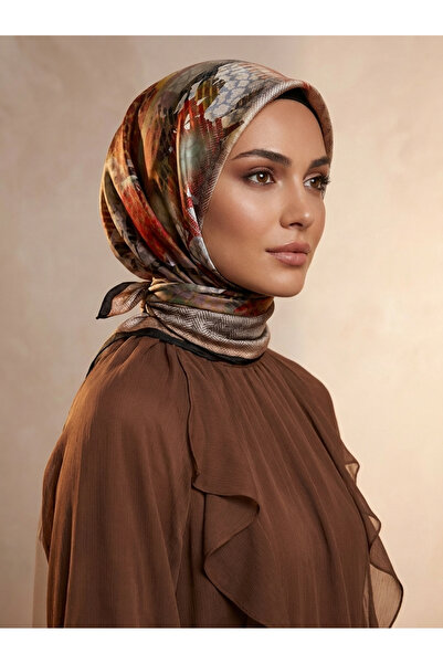 Armine Nostalji Serisi - Soyut Desenli İpek Eşarp