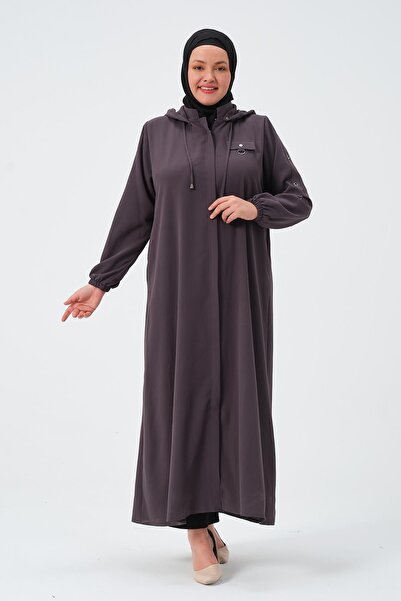 GLR&GYM BALIN KADIN SPES KUMAŞ TAM BOY KAPÜŞONLU ÖNÜ FERMUARLI CEPLİ SPOR FERACE