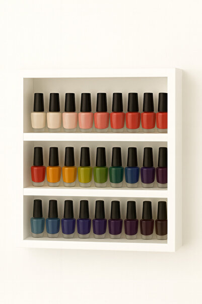 RafBurada Ahşap Oje Rafı - Biblo, Takı, Aksesuar Rafı 50x55 cm