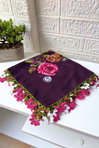 Cenk El İşi Yazma Eşarp Tülbent Çeyizlik