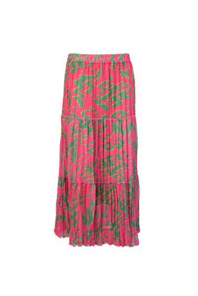 Oppland Fustă din șifon căptușită premium pentru femei, cu model floral moder...