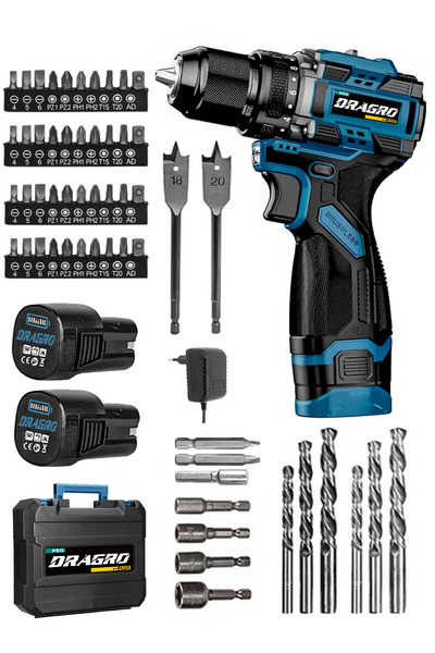 Dragro Pro 16.8v Çift Akü Çelik Mandren Kömürsüz Motor Şarjlı Matkap Akülü Vi...