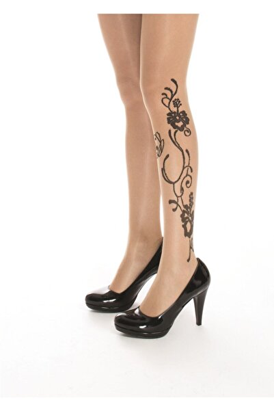 İTALİANA Lady Desenli Külotlu Çorap - Sahra