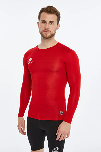ASM SPOR Erkek Termal İçlik-Uzun Kollu,Nefes Alabilir,Kırmızı Sporcu Üstü