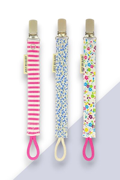 JMB Just My Baby Emzik Askısı - 3'lü - Mavi Çiçekli/Pembe Çizgili/Renkli Çiçe...