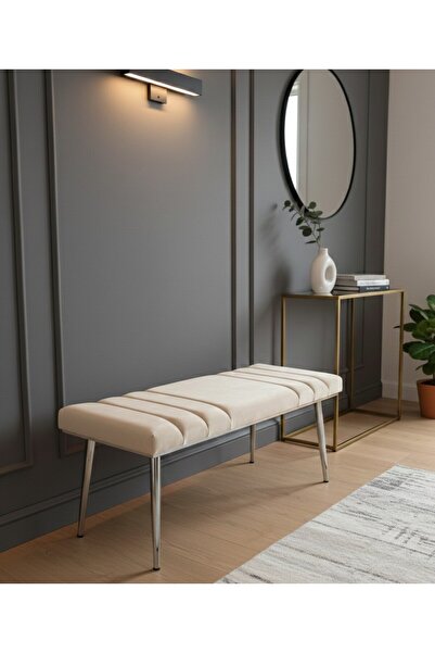 ÖZCAN METAL Krom Metal Ayaklı Metal Kasalı Bench Mutfak Salon Antre Yatak Oda...