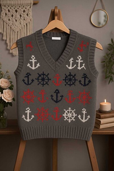 krm kerem bebe Anchor Patterned Baby Sweater