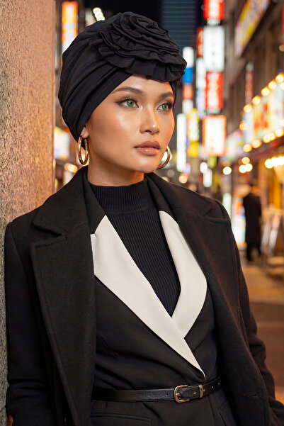 Aisha's Design Güllü Penye Bone,B-21,Siyah