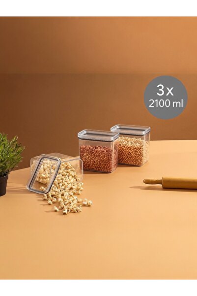 Nesto Home 3'lü Set 2100 ml Silikon Contalı Dikdörtgen Erzak Saklama Kabı