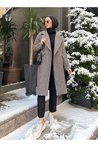 TANISA Mira Balık Sırtı Kaşe Kaban TNS-4283