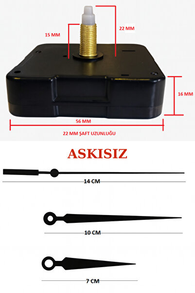 EXİZ TİCARET Saat Mekanizması,quartz Akar Saat Mekanizması 22 Mm Ve Seti (AKR...