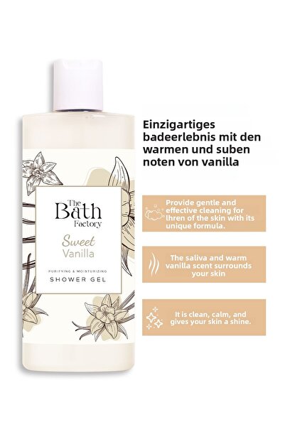 THE BATH FACTORY Vanilla Scented Shower Gel 400 ml – Moisturizing and Nourishing