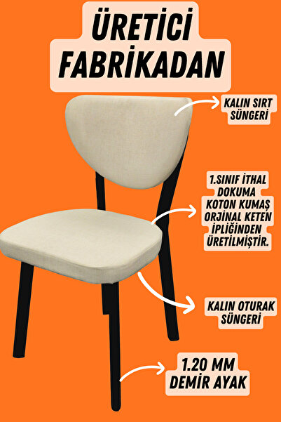 KUMS MOBİLYA Elma Mutfak Sandalyesi Yemek Odası Bahçe Balkon Otel Restoran Ka...