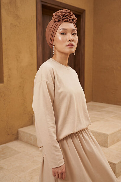 Aisha's Design Bonete din bumbac pieptănat cu trandafiri, B-21, maro închis