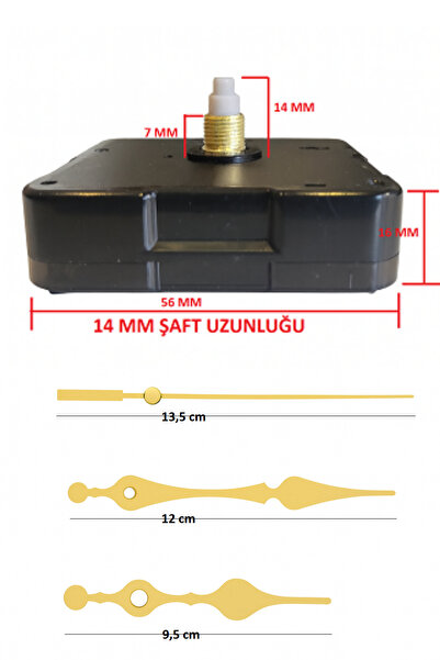 EXİZ TİCARET Saat Mekanizması ,sessiz Duvar Saati Mekanizması 1 Adet Şaft Uzu...
