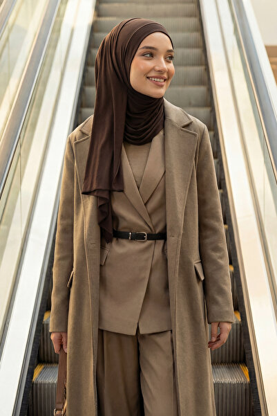 Aisha's Design Pratik Penye Şal,PS-16,Kahverengi