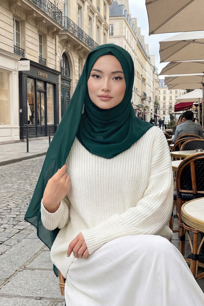 Aisha's Design Şal practic din șifon, verde închis, PS-49