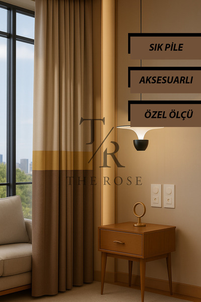 The Rose Elya Panel Backdrop Curtain, Luxury, Beige Gold Mink, Regular Pleats...