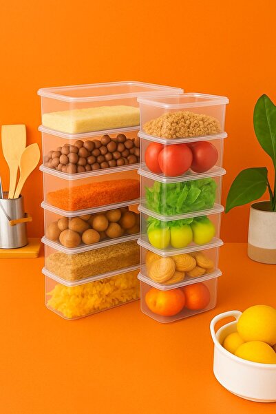 ray plastik مجموعة تخزين شفافة مكونة من 12 قطعة - حاويات ضيقة وطويلة وصغيرة