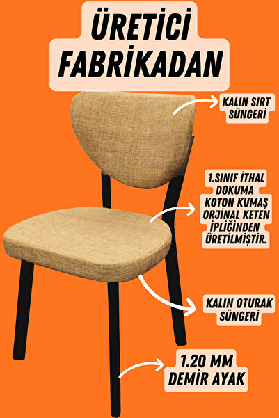 KUMS MOBİLYA Elma Mutfak Sandalyesi Yemek Odası Bahçe Balkon Otel Restoran Ka...