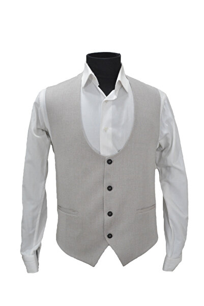 MENTOR REGALO Large Size V-Neck Men's Vest Beige 52001