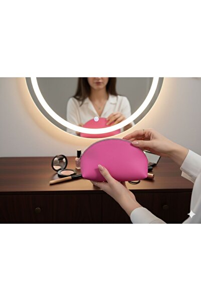 ANBLYs COLLECTION حقيبة مكياج نسائية أنيقة بسحاب على شكل نصف قمر