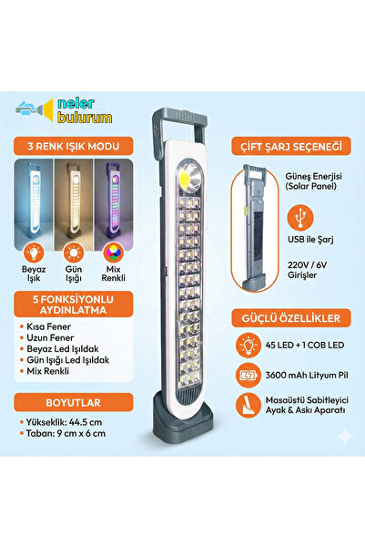nelerbulurum 45 Ledli 5 Fonksiyonlu Günışığı Ve Beyaz Işıklı 45w 5 Fonksiyonl...