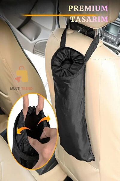 HASBY صندوق قمامة السيارة الداخلي مع شماعات واسعة الفم مقاومة للماء لحقيبة قم...