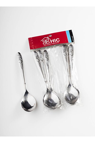 HIC طقم ملاعق أكل من الستانلس ستيل المقاوم للصدأ مكون من 12 قطعة فضي