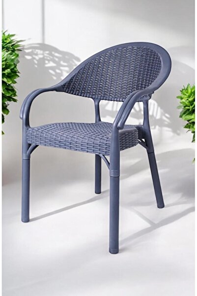 nar sokağı Bambu Rattan Kollu Sandalye Koltuk Antrasit