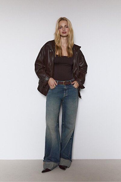 Stradivarius Kare yaka poliamid body