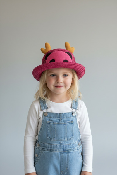 Soft and Baby Çocuk Panda Figürlü Hasır Şapka