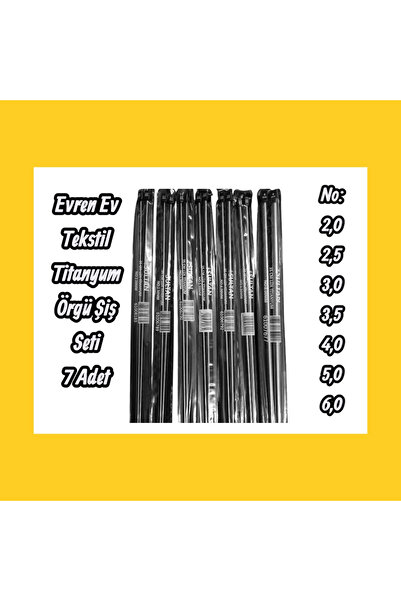 OPAL Titanyum Düz Örgü Şiş Seti 35 Cm No : [2-2,5 -3,0- 3,5 - 4,0 -5.0 -6,0-mm] 7 Çift