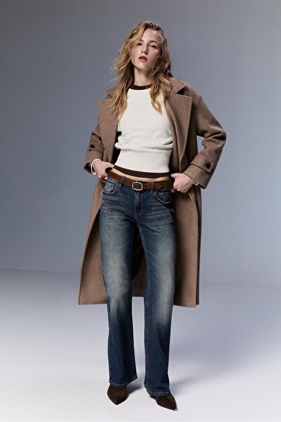 Stradivarius D68 kemerli bootcut jean