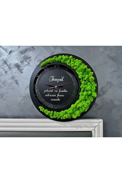 OEM Ceas decorat cu licheni "TIMPUL" 40cm