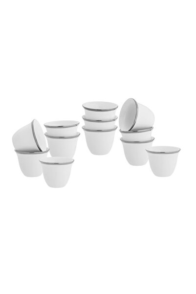 CC Porcelain Cawa Coffee Cup Set With Gold & Silver Line 12 Pcs