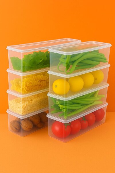 ray plastik حاوية تخزين طويلة شفافة 8 قطع - تصميم ضيق