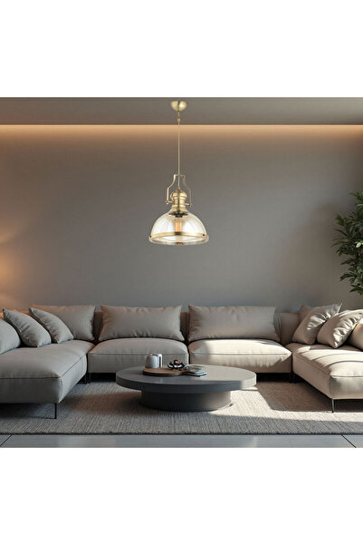 LampaLuce Gladiatore Klasik Tekli Metal Ve Camlı Sarkıt Sarı 25x70cm