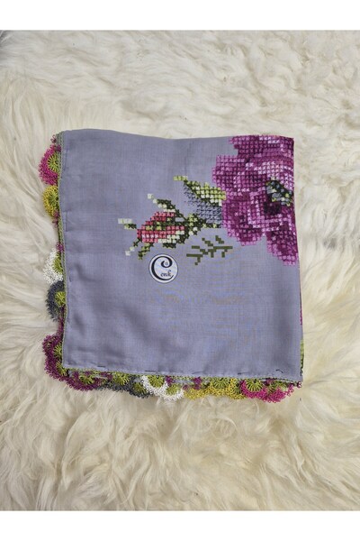 Cenk Șal de brodat manual Reyhan, brodat cu ac, yemenit, mevlit, cu 4 margini...