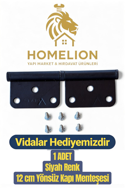 HOMELION 1 ADET Siyah 12 cm Yönsüz Kapı Menteşesi – Ahşap Kapılar İçin Dayanı...