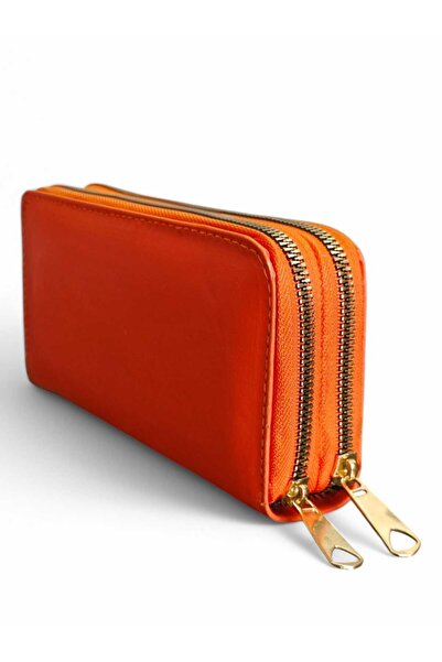 Lexa Portmonka s dvojitým zipem a držákem na telefon, oranžová peněženka