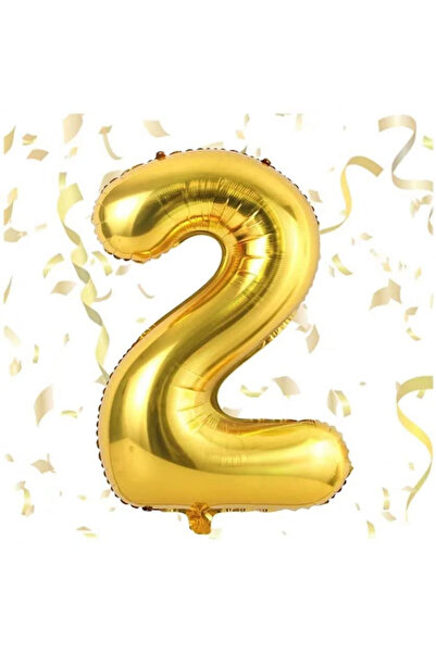 MAXEE STORE Balon aniversar Maxee, cifra 2, auriu, 40 cm