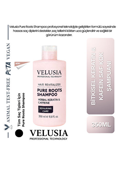 Velusia Bitkisel Keratin ve Kafein Saf Kök Şampuanı