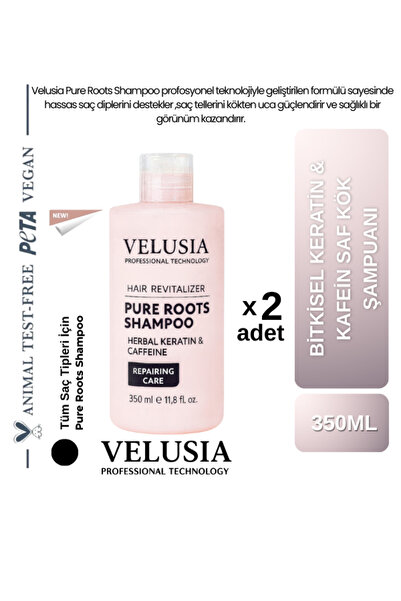 Velusia 2’li Bitkisel Keratin ve Kafein Saf Kök Şampuanı