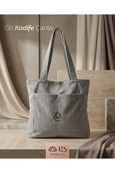 LTS bag Gri kadife omuz çantası