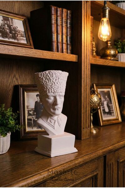 Mosarte Atatürk Büstü - Ofis ve Ev İçin Dekoratif Beyaz Heykel
