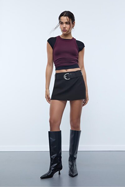 Stradivarius Kemerli mini şort etek