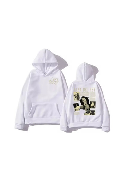LA GULER Унісекс-светр з принтом Lana Del Rey, оверсайз, 3-ниткова бавовна, капюшон з капюшоном