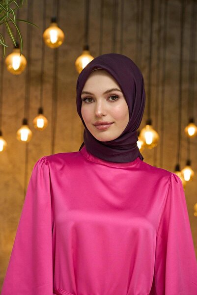 İpekhan Düz Desen Vual Eşarp Mürdüm Vual İpek Eşarp -  10100-26