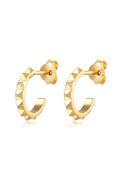 ELLI Ohrringe für Damen, kreolische Stecker, Pyramiden-Design, geometrischer Look, trendig, aus 925er Sterlingsilber